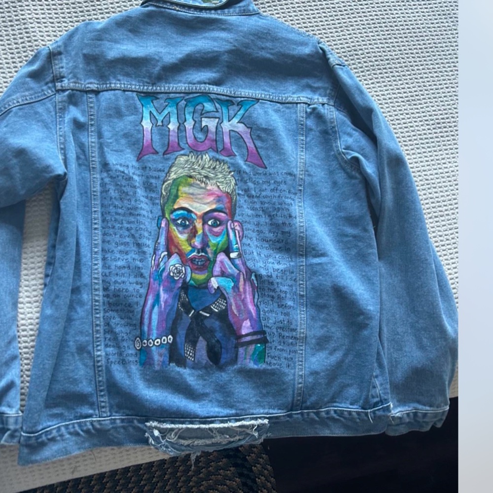 MGK/ Machine Gun Kelly Handpainted Colorful Graphic Denim Jacket